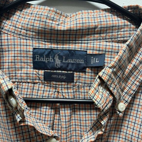 Ralph Lauren 120s 2 Ply Shirt Men's Size Large‎ Gingham Check Long Sleeve - Picture 3 of 5